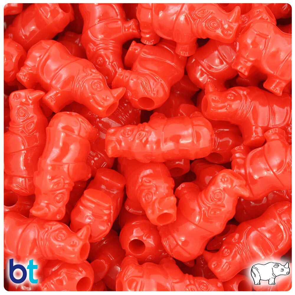 BeadTin Bright Red Opaque 25mm Rhino Plastic Pony Beads (24pcs)