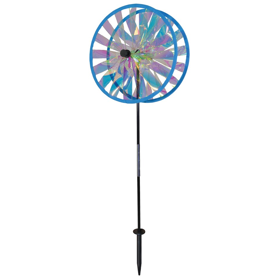 In the Breeze 2688 - 13 Inch Iridescent Sparkle Duo Wheel Spinner - Colorful Wind Spinner for your Yard and Garden