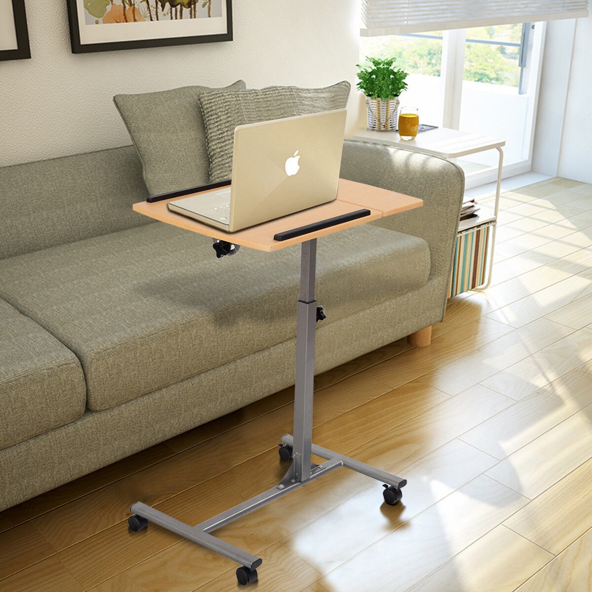 Costway 1PC Adjustable Laptop Notebook Desk Table Stand Holder Swivel Home Office Wheel