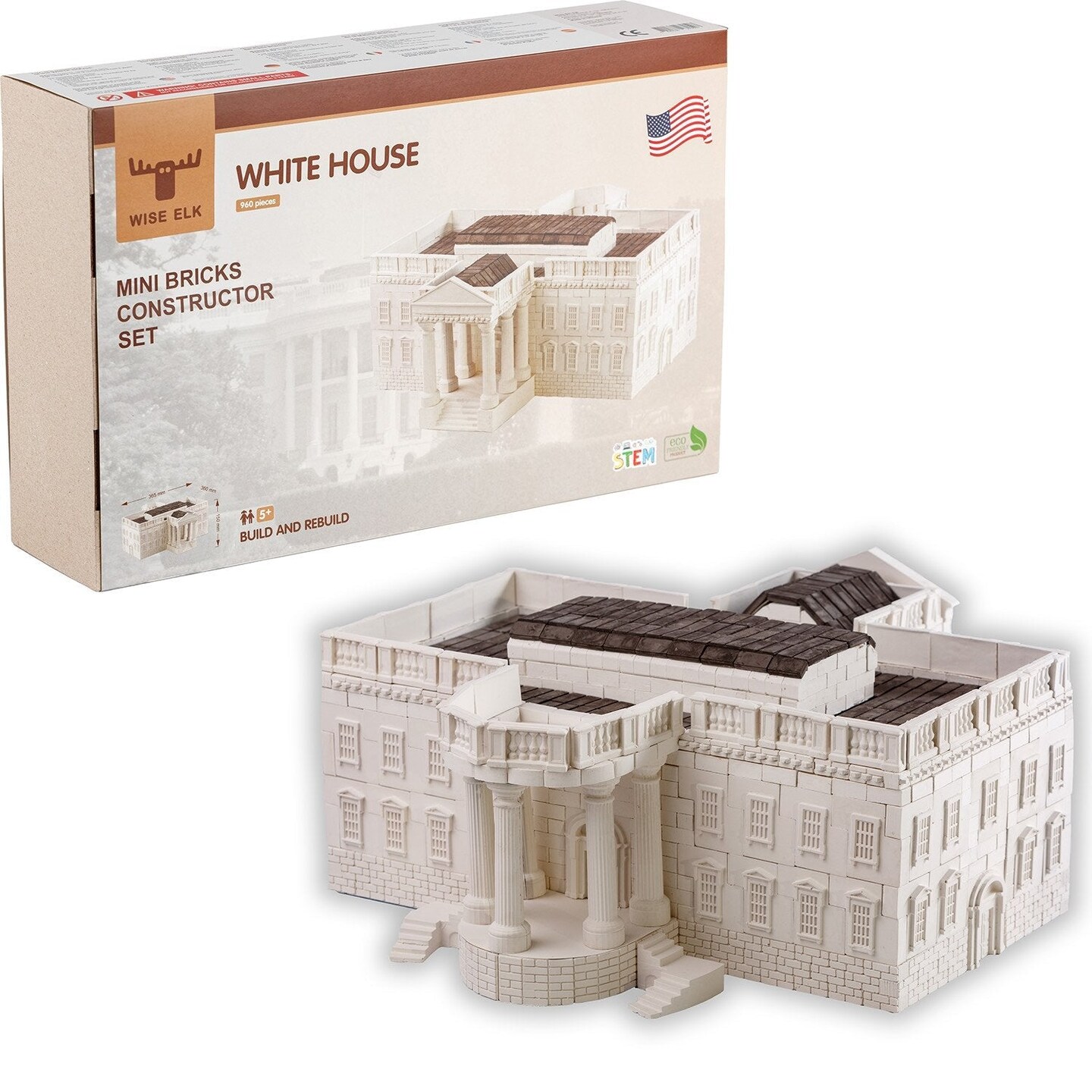 Wise Elk Mini Bricks Construction Set - White House, 1900 pcs