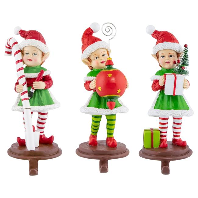 Northlight 35246865 8.5 in. Christmas Elves Stocking Holders, Set of 3 ...