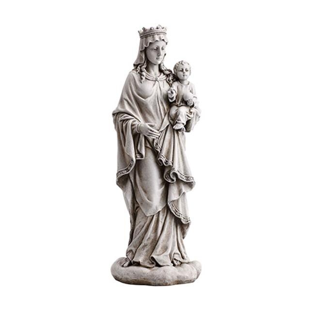 CB Catholic  18.5 in. Mary Queen of Heaven with Child Garden Statue
