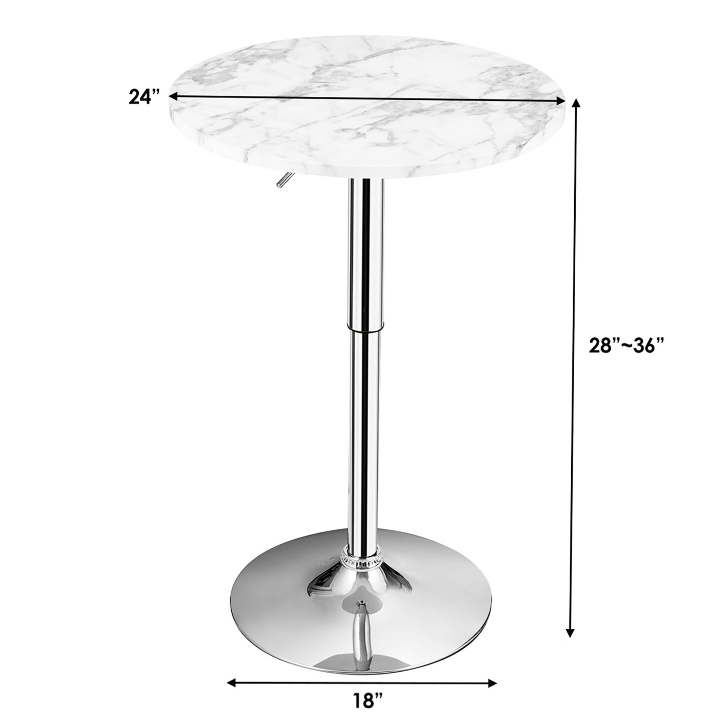 Costway 4PCS Round Bistro Bar Table Height Adjustable 360-degree Swivel White\Black