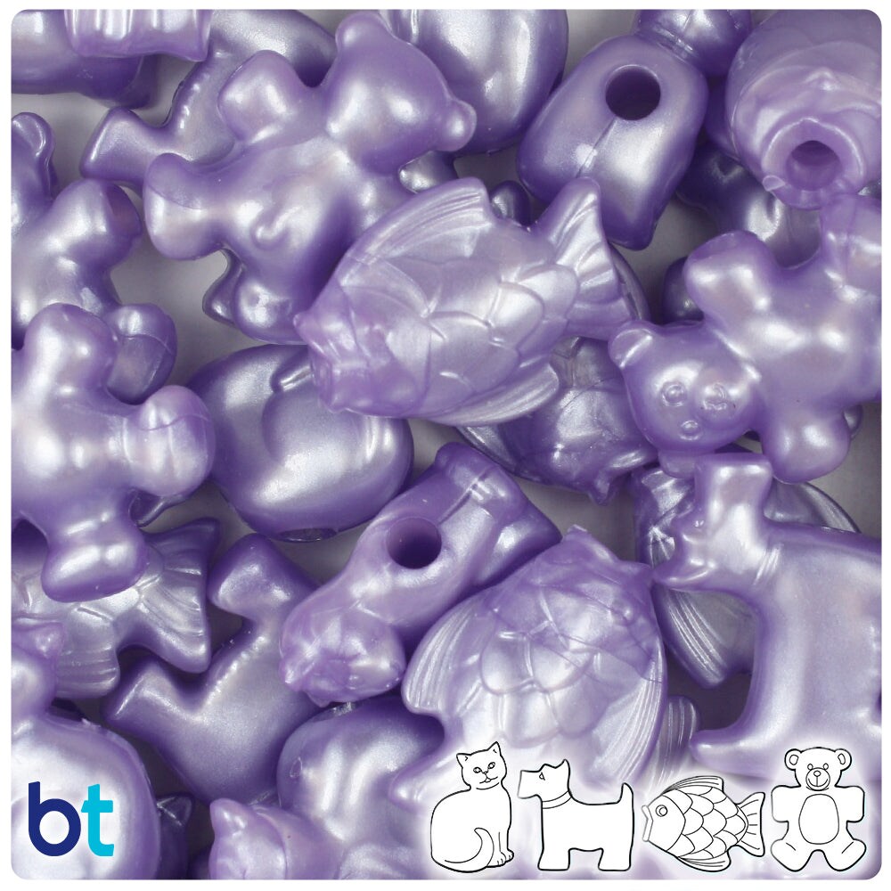 BeadTin Light Purple Pearl Pet Parade Plastic Pony Beads (2oz)