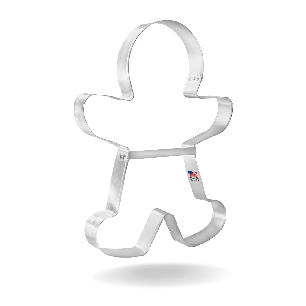 Extra Large Gingerbread Man with Brace Cookie Cutter 8.5 in, CookieCutter.com, Tin Plated Steel, Handmade in the USA