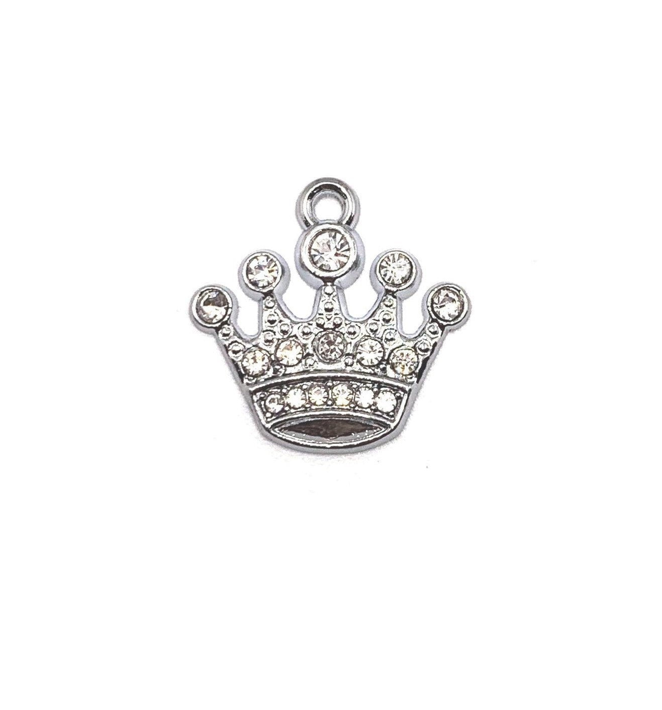 4, 20 or 50 Pieces: Silver and Diamond Rhinestone Crown Charms | Michaels