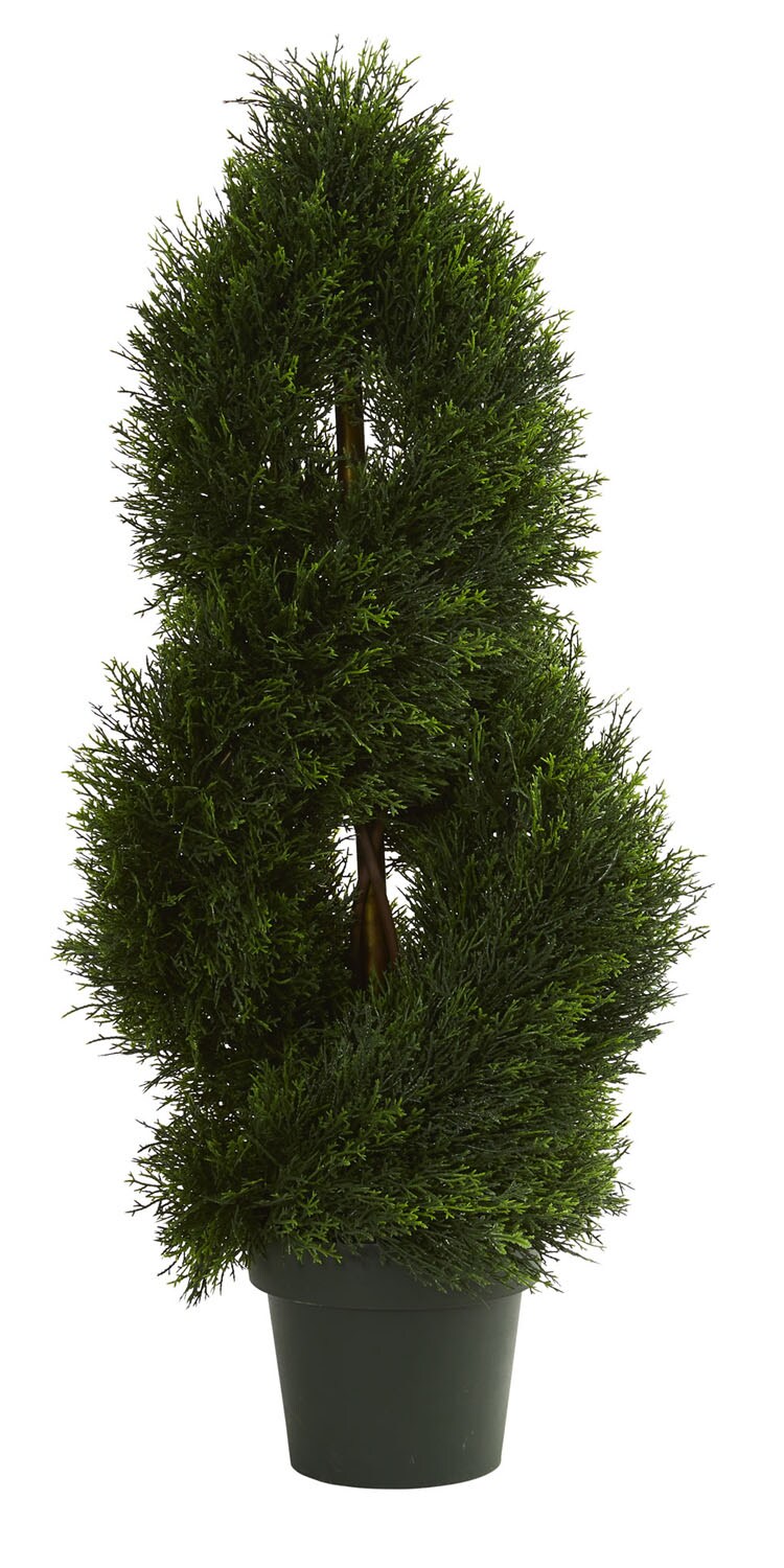 Nearly Natural Indoor/Outdoor Double Pond Cypress Spiral Artificial Topiary Tree, UV Resistant