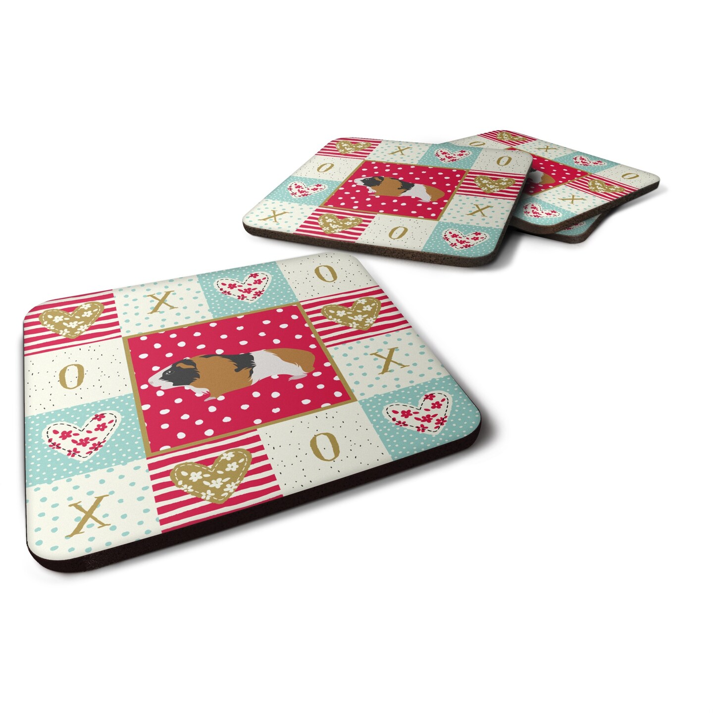 Caroline's Treasures CK5432FC Rex Guinea Pig Love Foam Set of 4 coasters, Multicolor