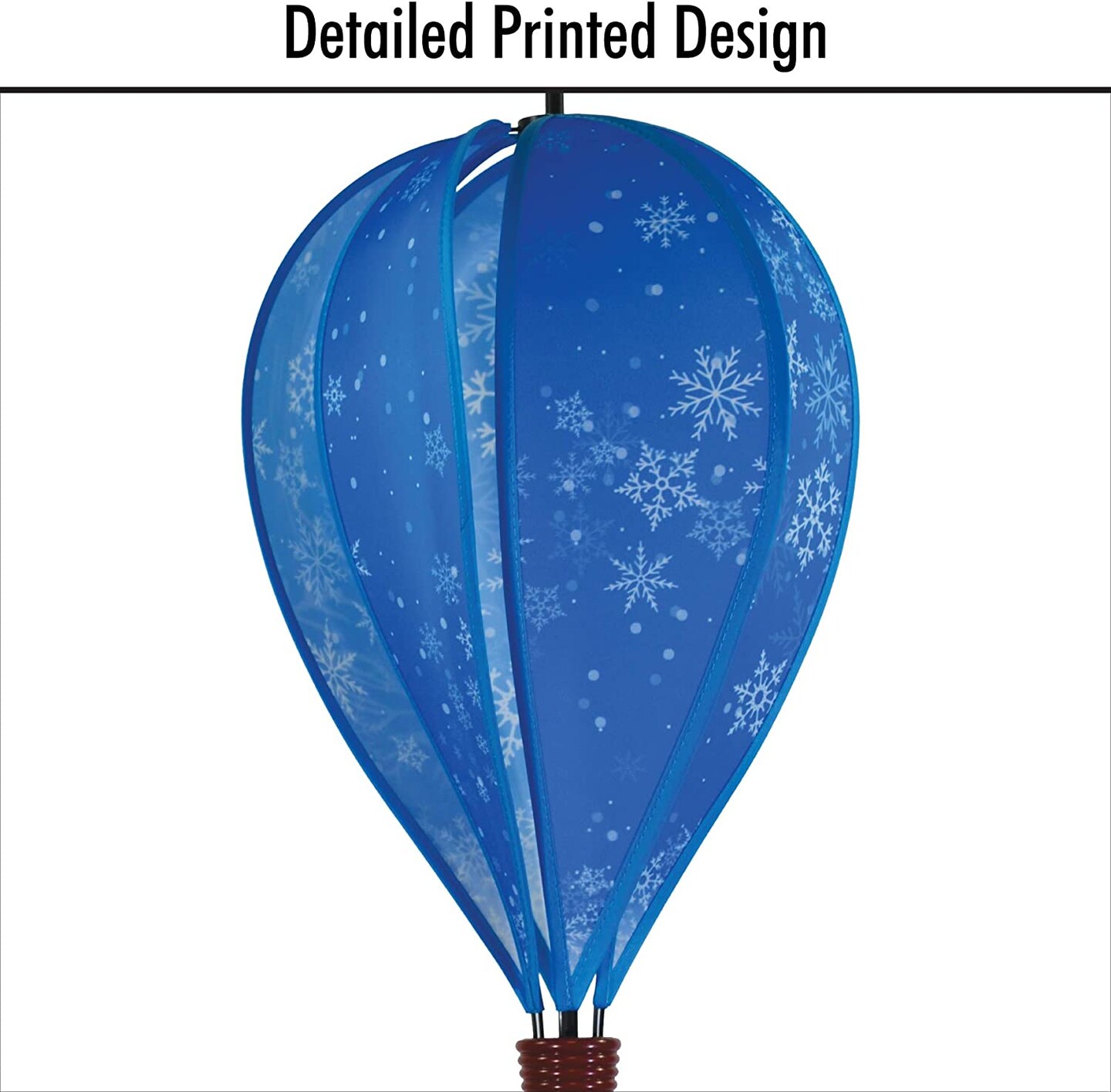 In the Breeze 0989 - Snowflakes Hot Air Balloon - 6 Panel Spinning Balloon - Outdoor Winter Hanging Decoration