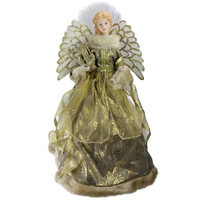 Northlight 32623757 16 in. Angel in Sequined Gown Christmas Tree Topper, Metallic Gold