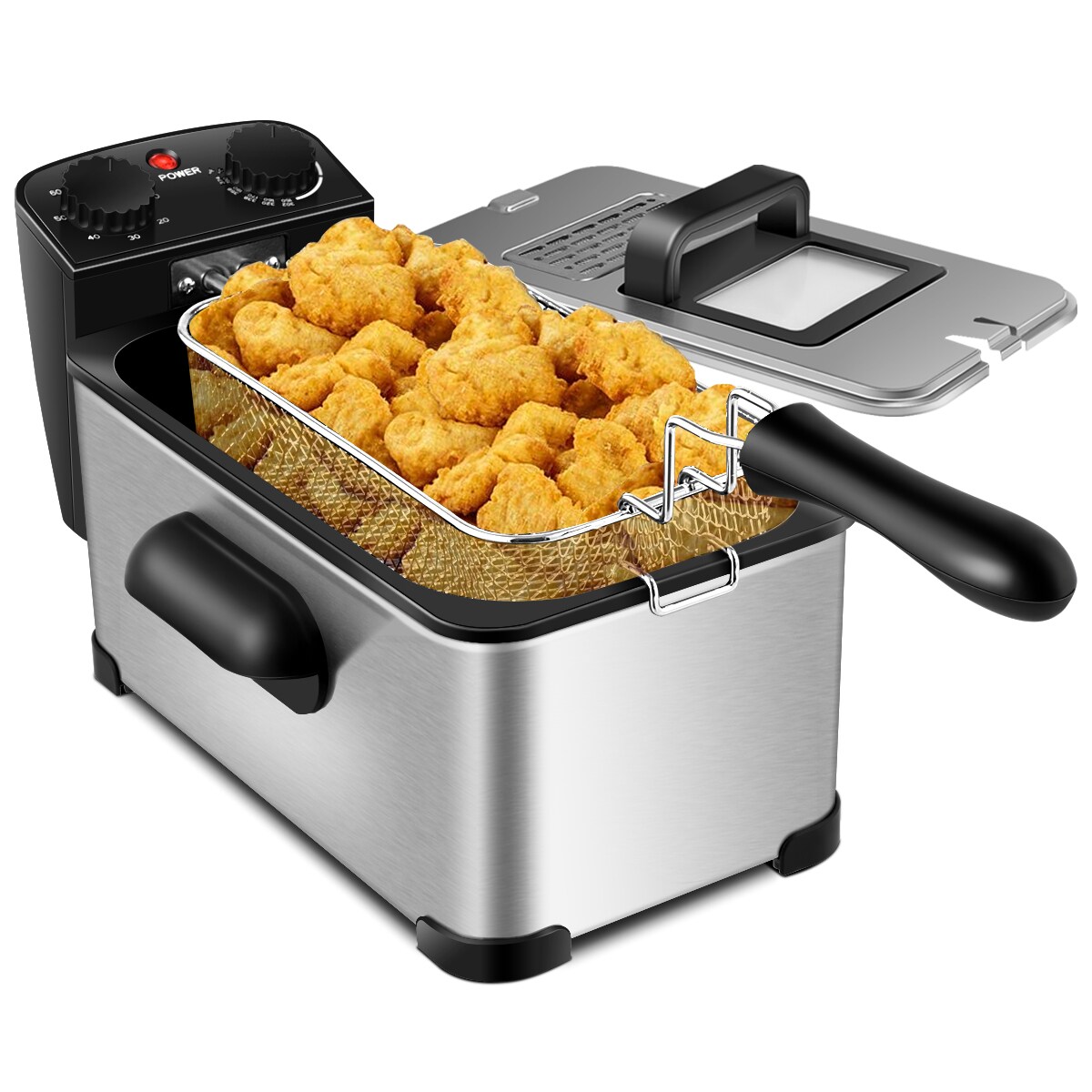 Costway Electric Deep Fryer 3.2 QT/12-Cup Stainless Steel 1700W with Frying Basket