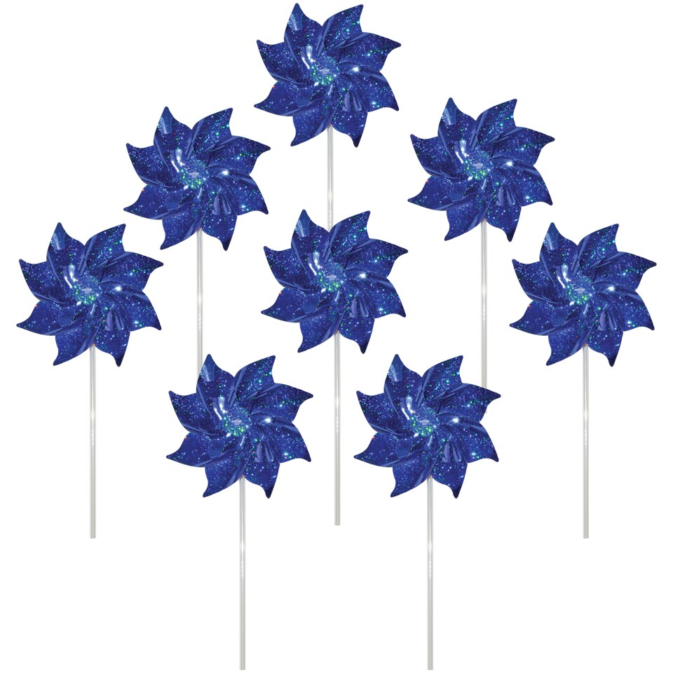 In the Breeze 2711 Blue Mylar Pinwheels - Sparkly Blue Spinners - Great Party Favor or Decoration - 8 Piece Bags