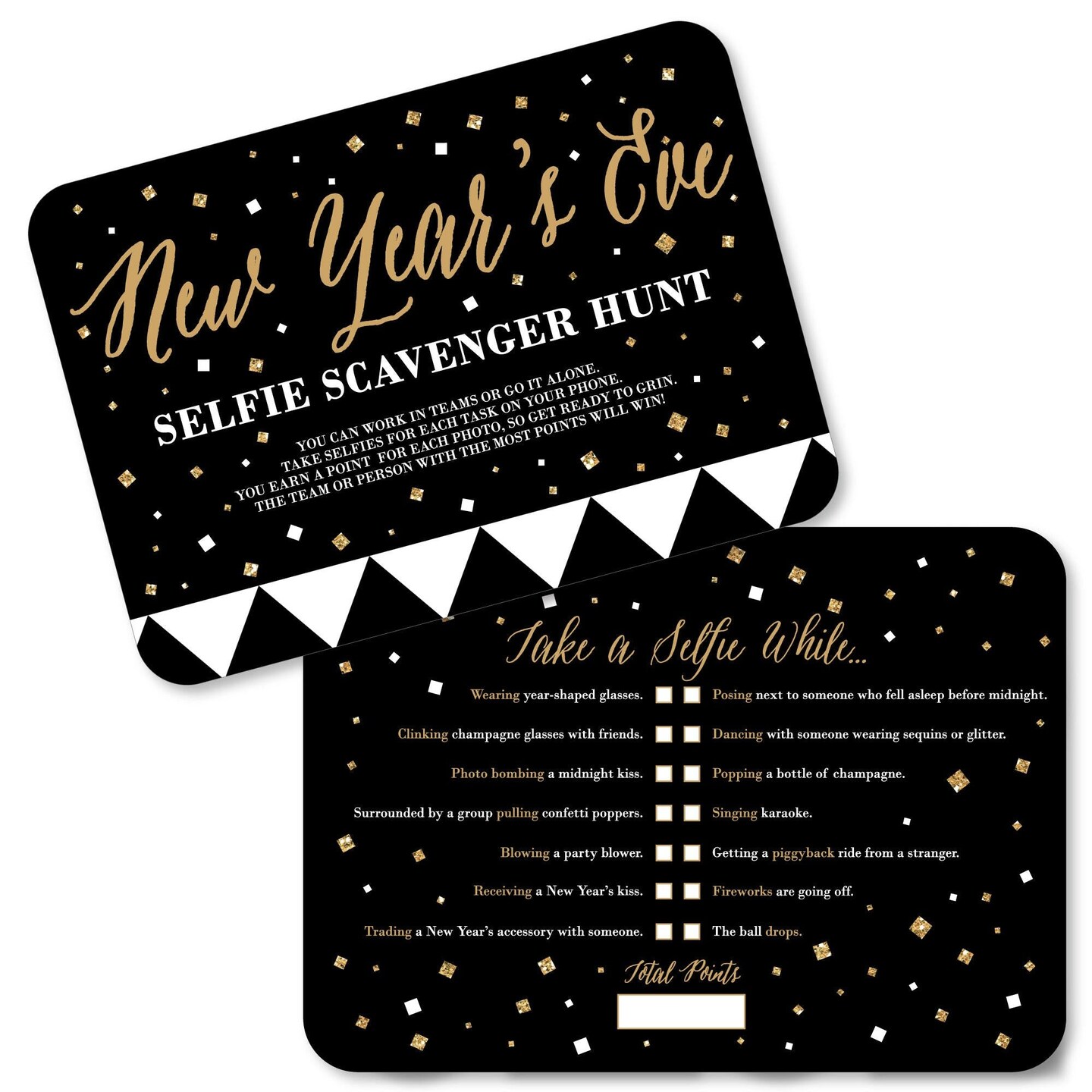 Big Dot of Happiness New Year&#x27;s Eve - Gold - Selfie Scavenger Hunt - New Years Eve Game - Set of 12
