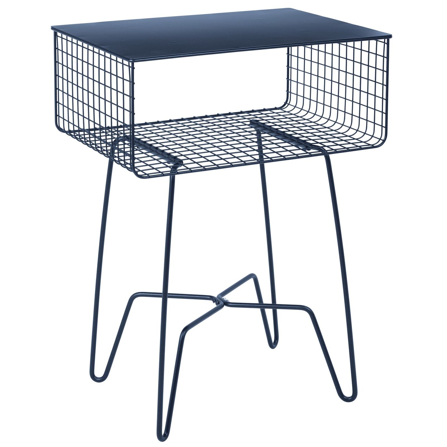 mDesign Steel Side/End Table Nightstand with Storage Shelf Basket