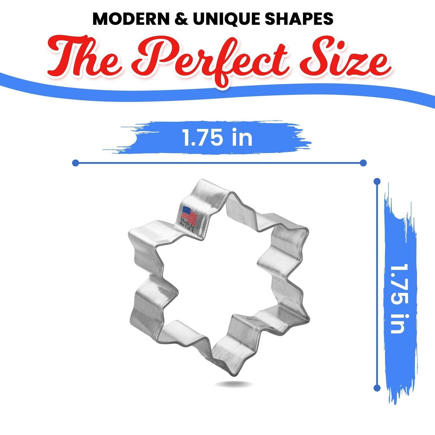Mini Snowflake Cookie Cutter 1.75 in, CookieCutter.com, Tin Plated Steel, Handmade in the USA