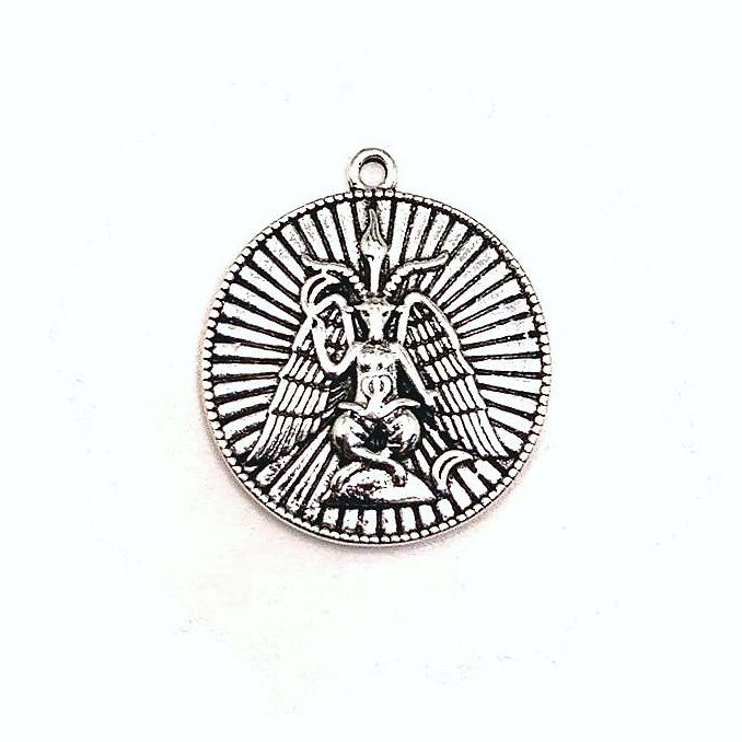 1 4 20 or 50 Pieces Antique Silver Round Baphomet Coin Pendant