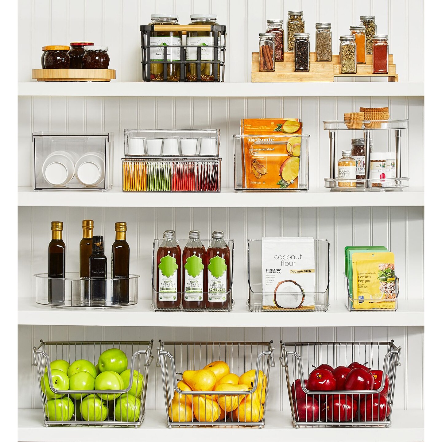 mDesign Plastic Kitchen Food Storage Organizer Caddy, 2 Pack - Clear