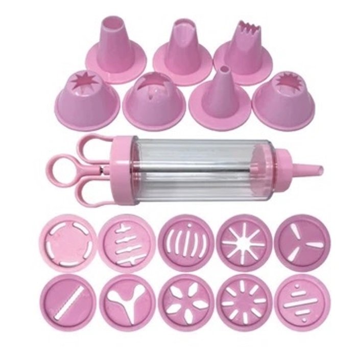Handy Housewares 19pc Cookie &#x26; Cake Decorating Set - Includes Frosting Syringe, Cookie Stencil Caps and Decorating Tips - Random Color