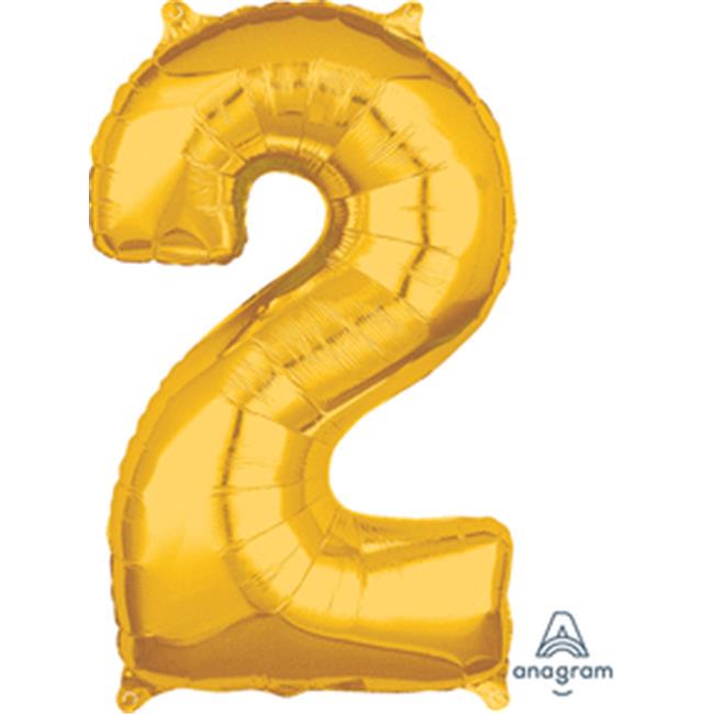 Anagram 26 in. Number 2 Helium Balloon - Gold