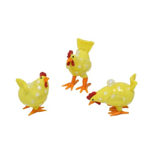 LS Arts MA-131 Milano Art Glass Animals With 3 Hanging Chickens Figurine