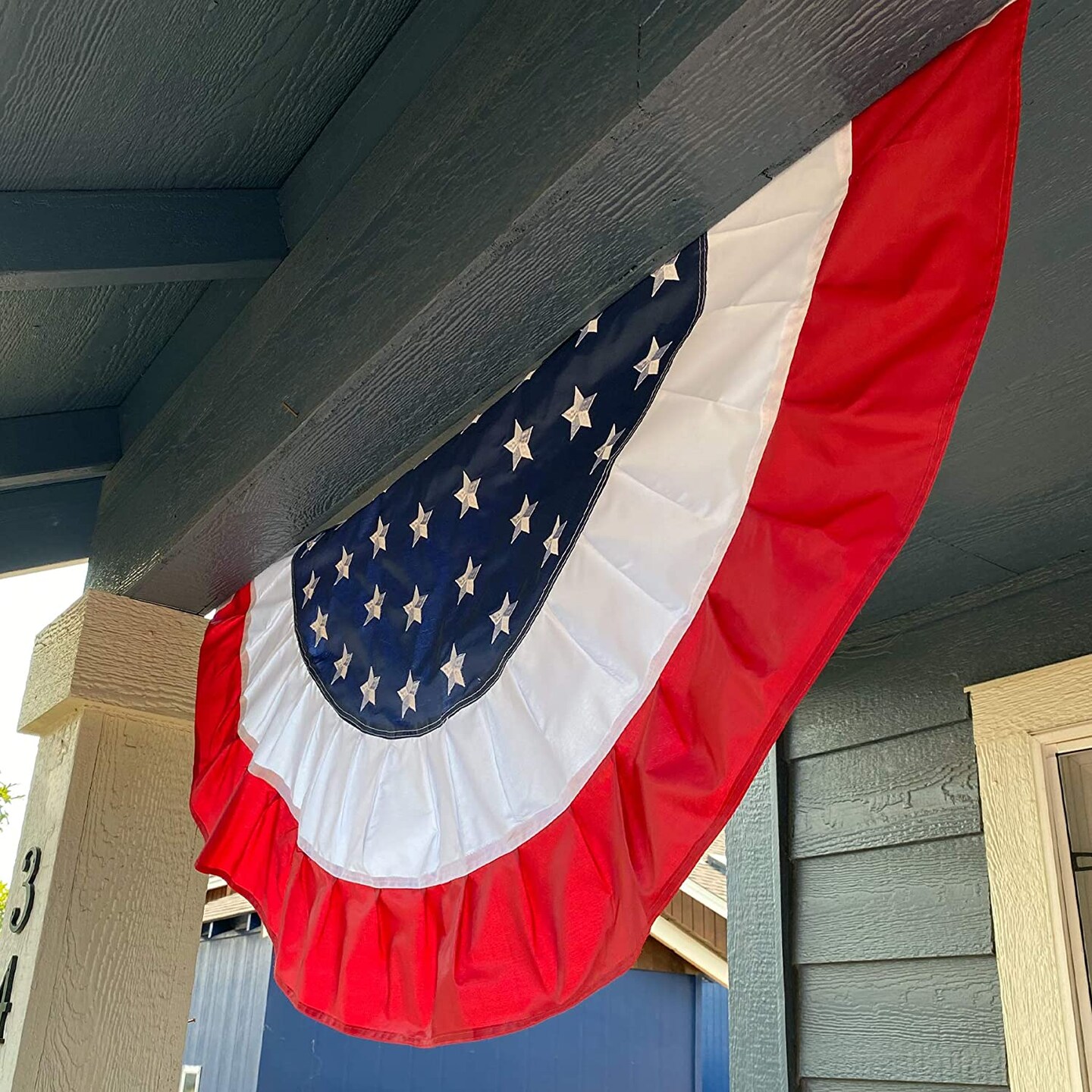 In the Breeze 3708 - Patriotic Ruffle Bunting - Outdoor Red, White and Blue Decoration