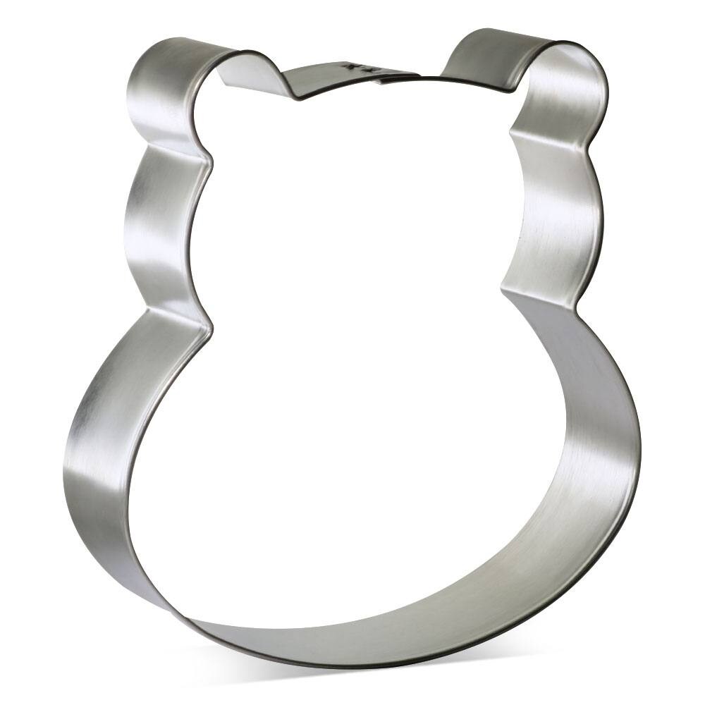 Hippo Face Cookie Cutter 3.75 in B1580, CookieCutter.com, Tin Plated Steel, Handmade in the USA