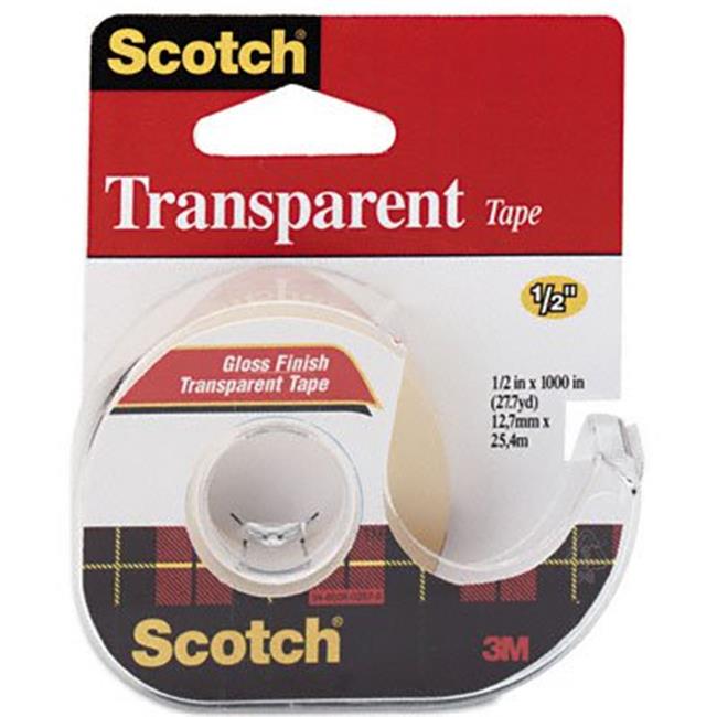 3M 174 Transparent Glossy Tape with Hand Dispenser 3/4 x 28 Yards Clear