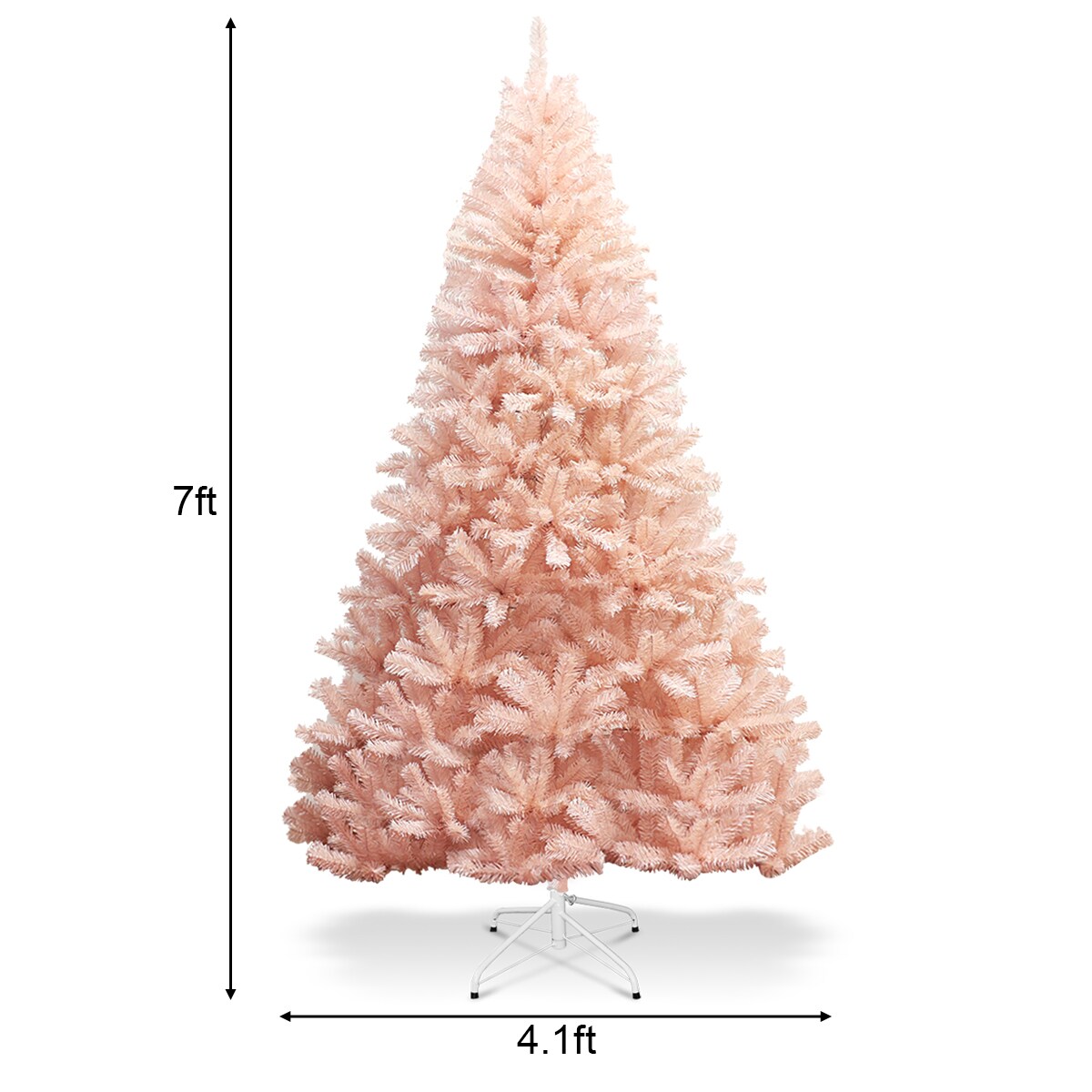 Costway 6ft/7ft Pink Christmas Tree Hinged Full Fir Tree Metal Season