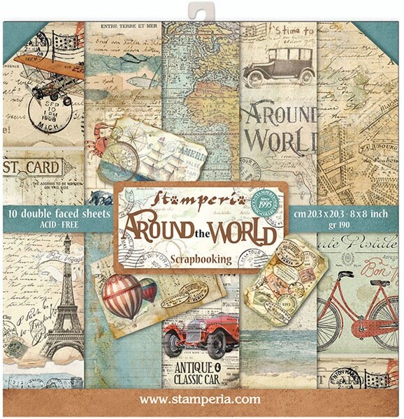 Stamperia Double-Sided Paper Pad 8&#x22;X8&#x22; 10/Pkg-Around The World