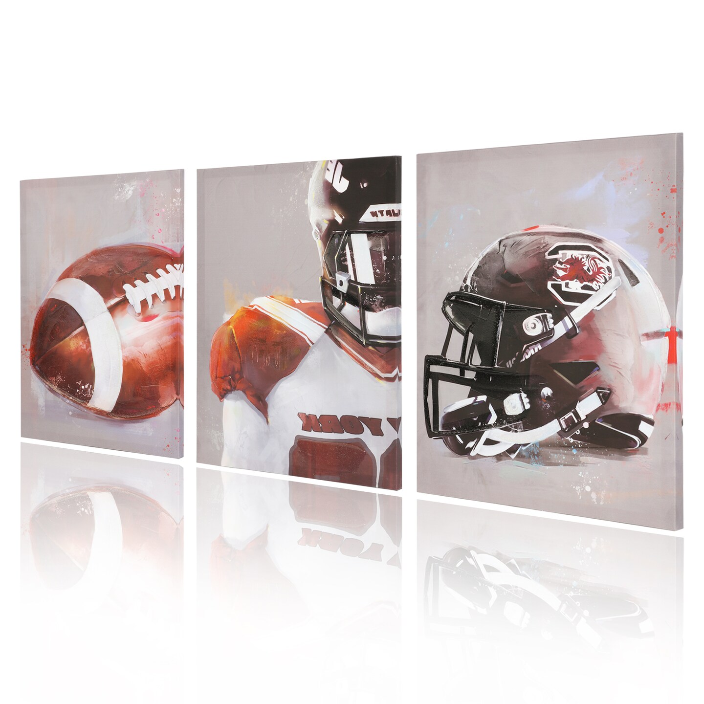 12"x15.9" Football Wall Decor Canvas Wall Art 3 Piece Framed Wall Art