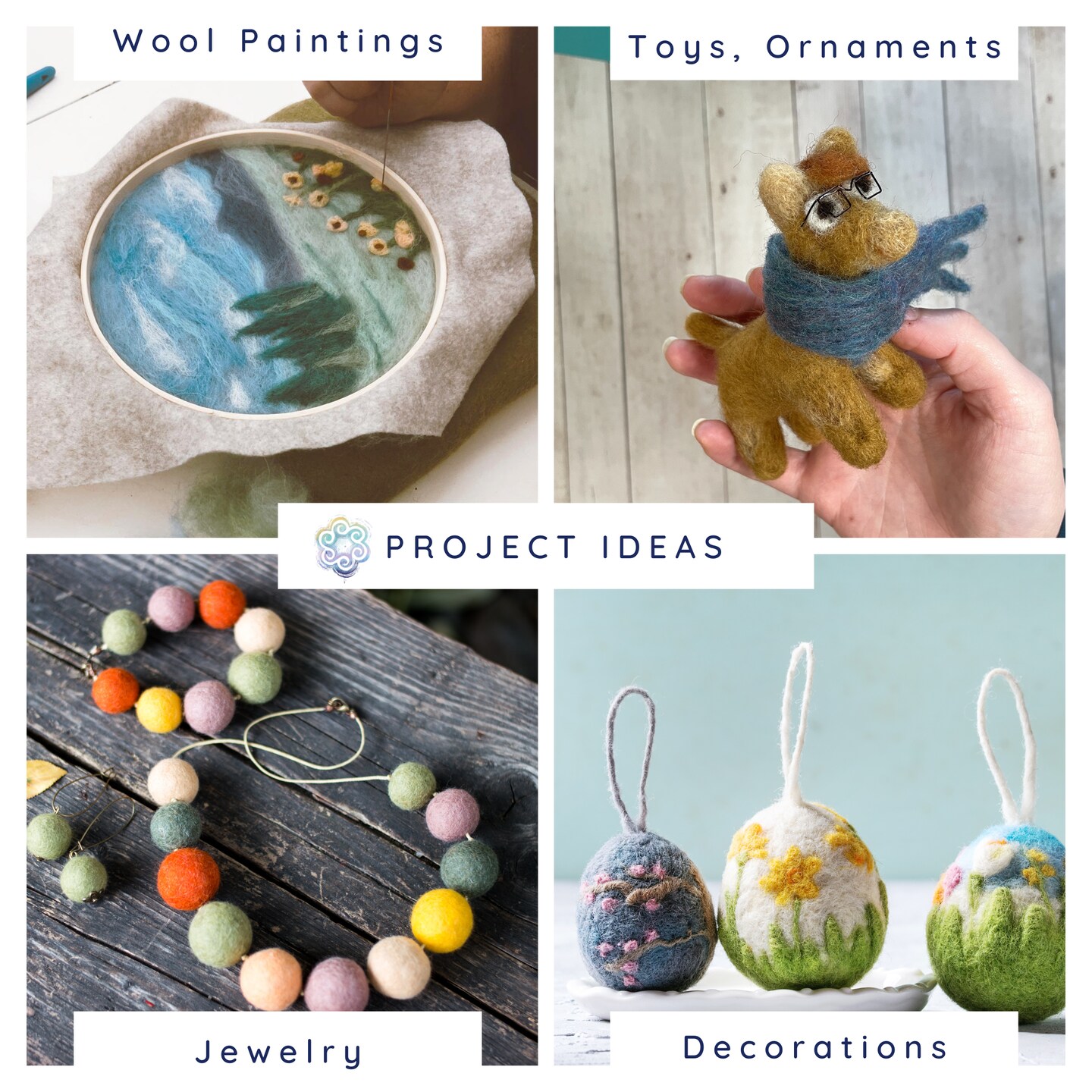 Extra Large Needle Felting Starter Kit Includes 20 Premium Wool Colors, 50 Needles and Tools, Text and Video Guide. Craft Kit for Beginners, Kids and Adults