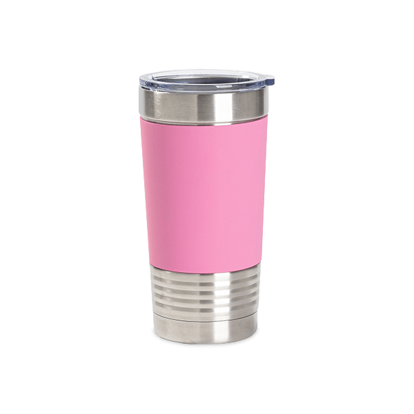 20oz Stainless Steel Tumber with Removable Silicone Sleeve (Pink/White)