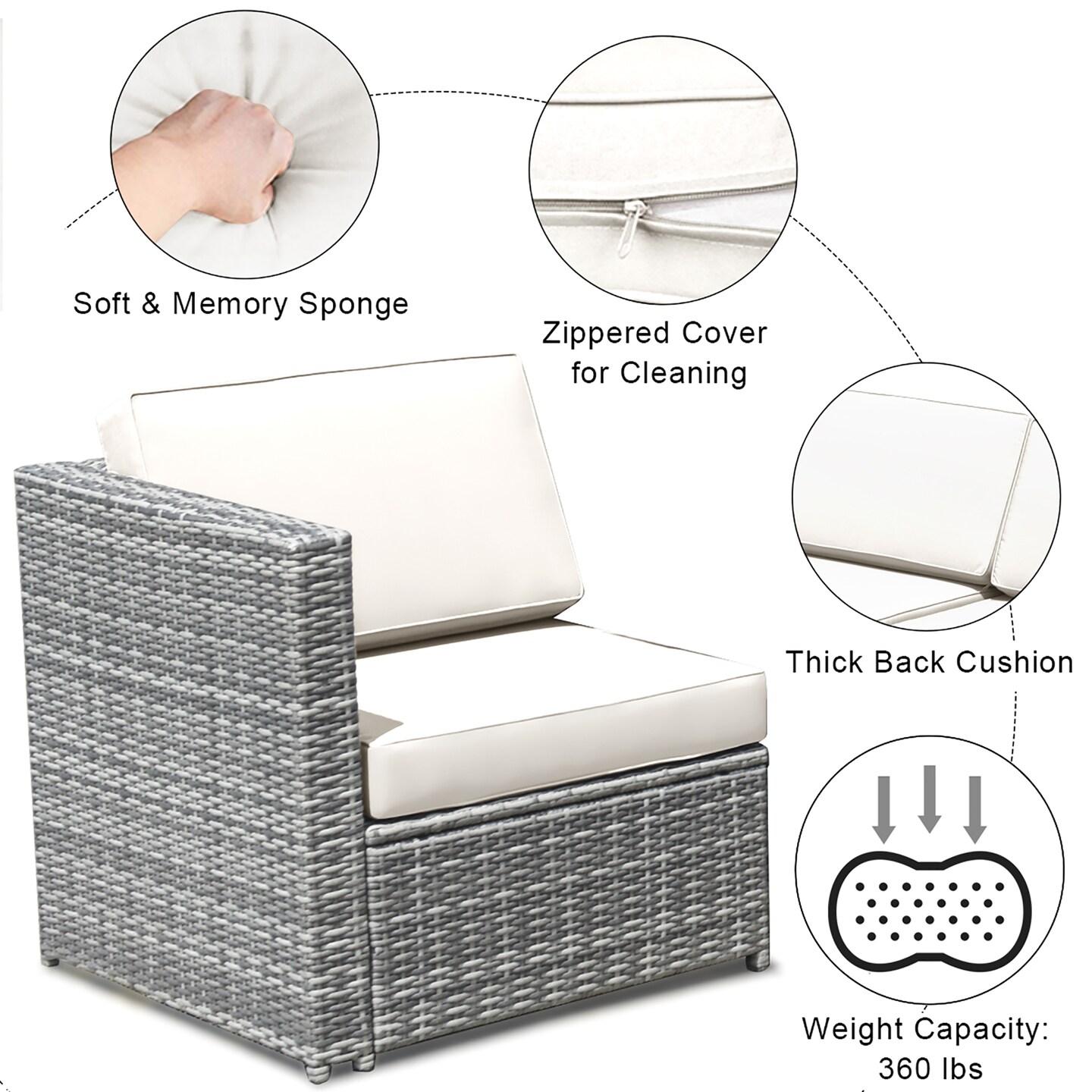 Costway 8 PCS Wicker Sofa Rattan Furniture Set Patio Furniture w/ Storage Table White\ Black\Turquoise\Red