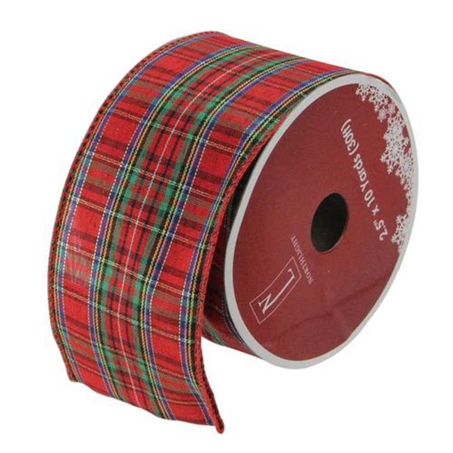 Northlight  2.5 in. x 10 Yards Red &#x26; Green Stripe Wired Christmas Craft Ribbon