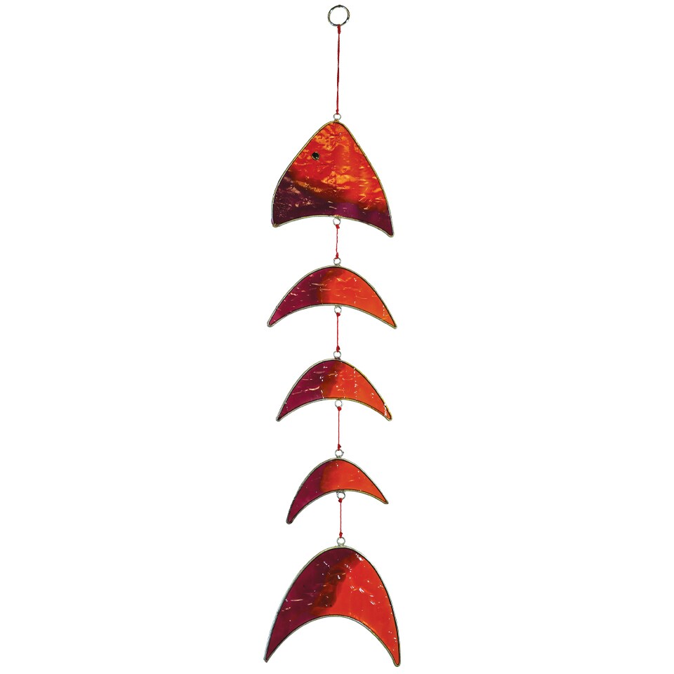 In the Breeze 7023 — Orange & Purple Resin Fish Hanging Mobile - Colorful Suncatcher