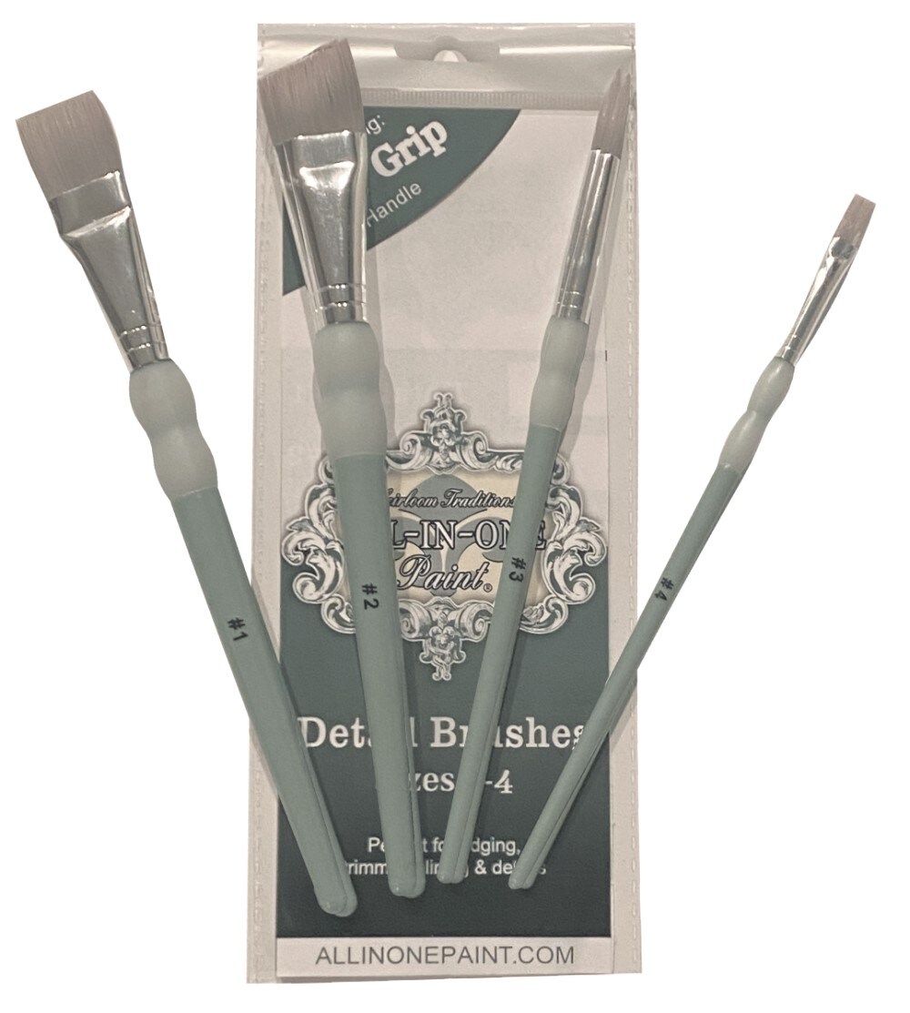 Heirloom Traditions Syntec Fiber Detail Paint Brushes for ALL-IN-ONE Paint, 4 Pack
