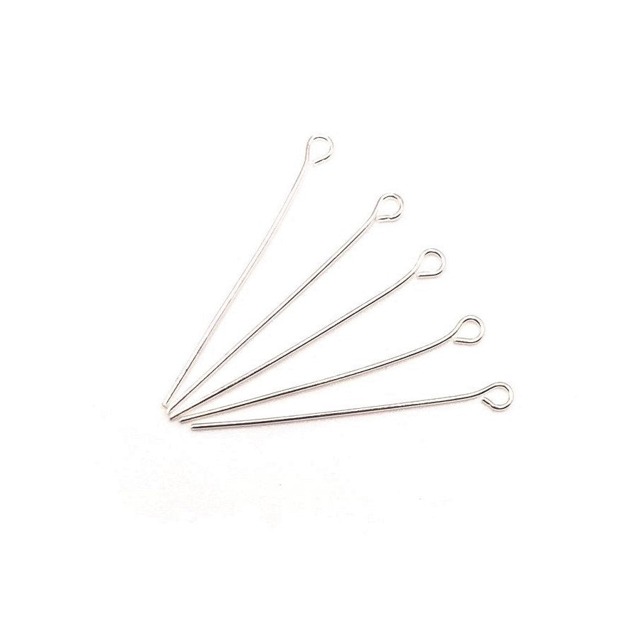 100 or 500 Pieces: 22 mm Silver Plated Eye Pins, 21 gauge