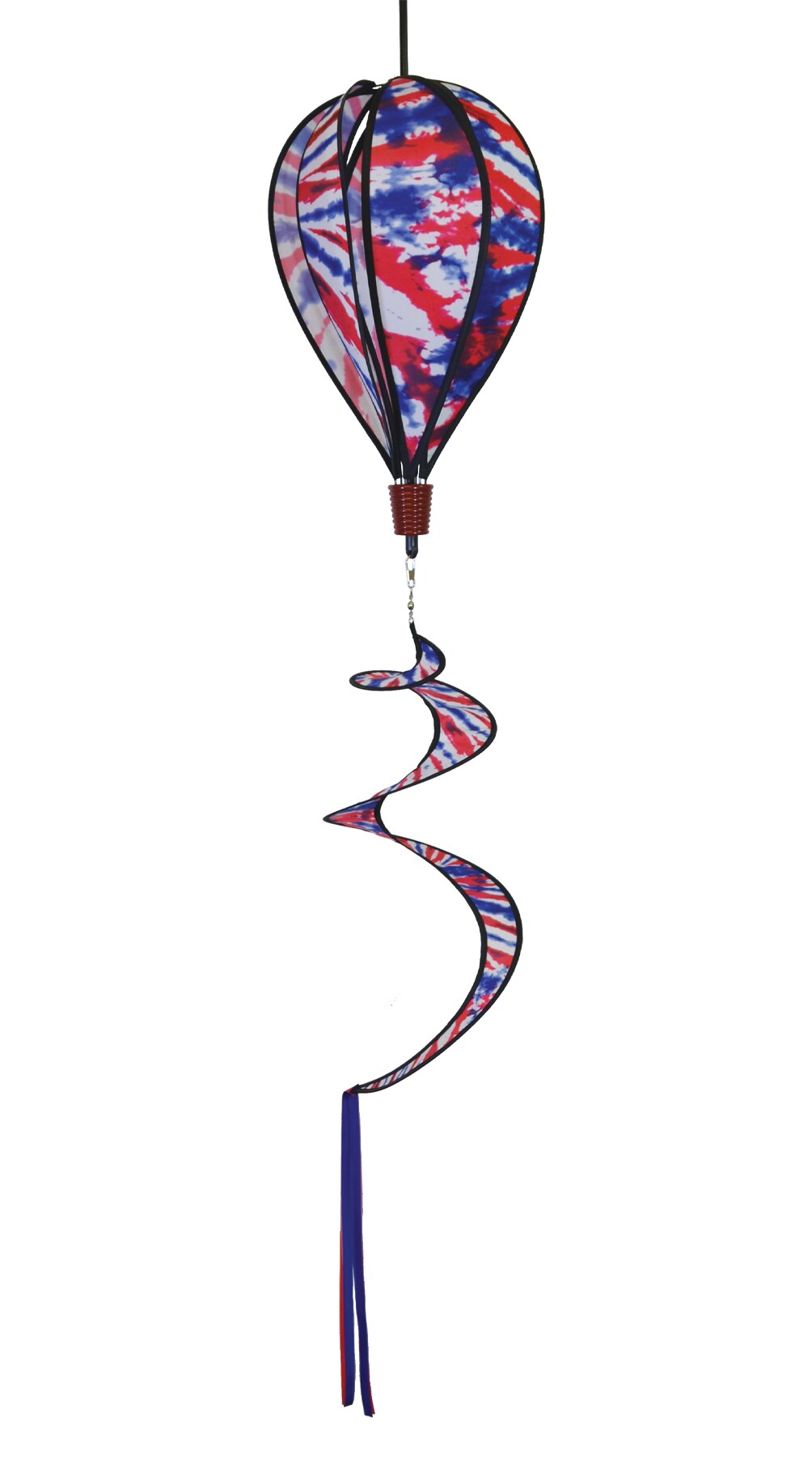 In the Breeze 0981 - Red, White and Blue Tie Dye Hot Air Balloon Spinner - Outdoor Hanging Decoration