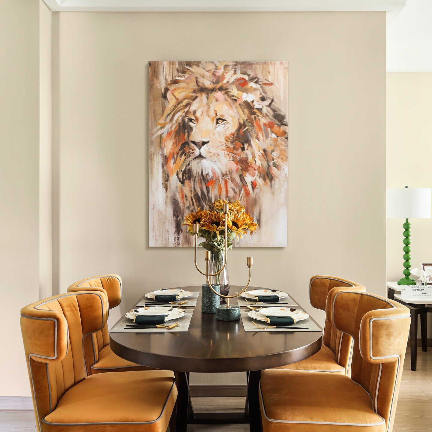 24&#x22;x32&#x22; Lion Pictures Wall Decor Canvas Wall Art 3 Piece Framed Wall Art