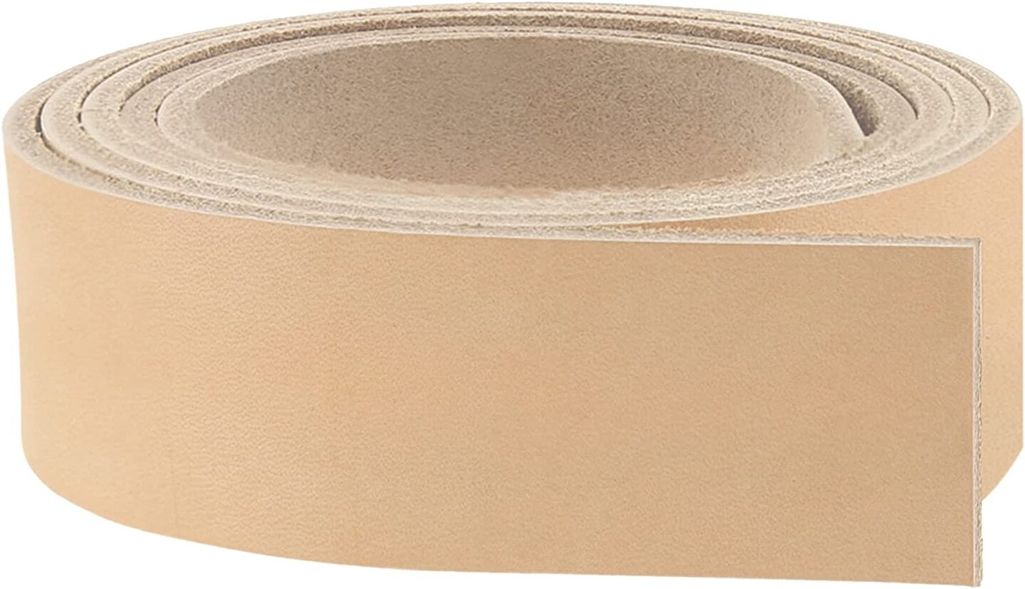 #2 Vegetable Tan Import Cowhide Leather Strip 8/9 oz Size: 50" Length and 1/2" to 4" Width