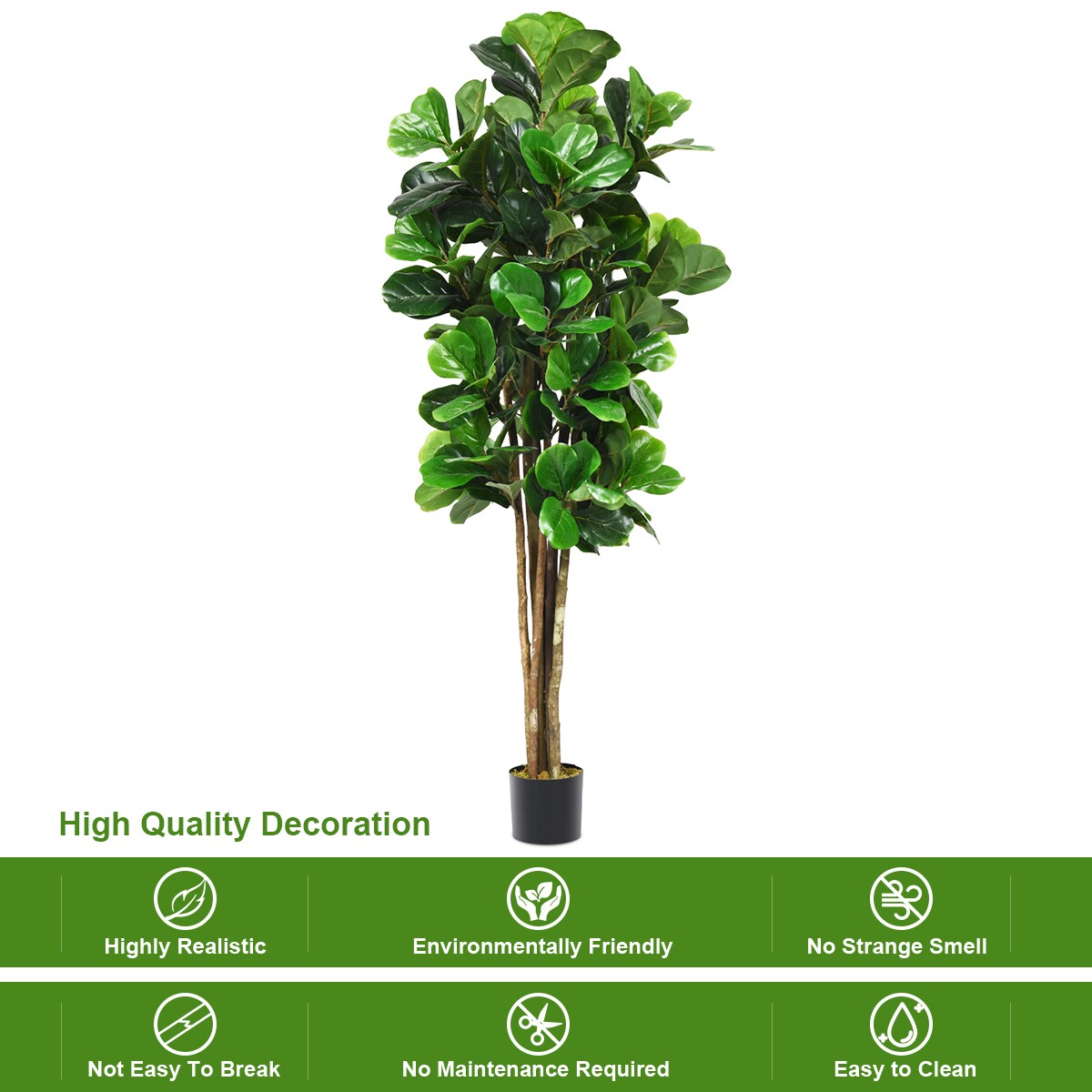 6ft Artificial Natural Fig Tree Bush Indoor/Outdoor decorative Planter