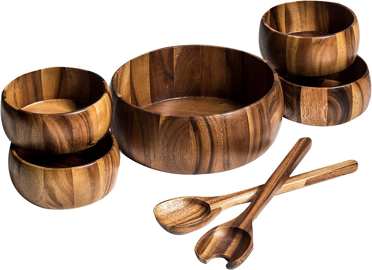 Individual Wood Salad Bowl Sets