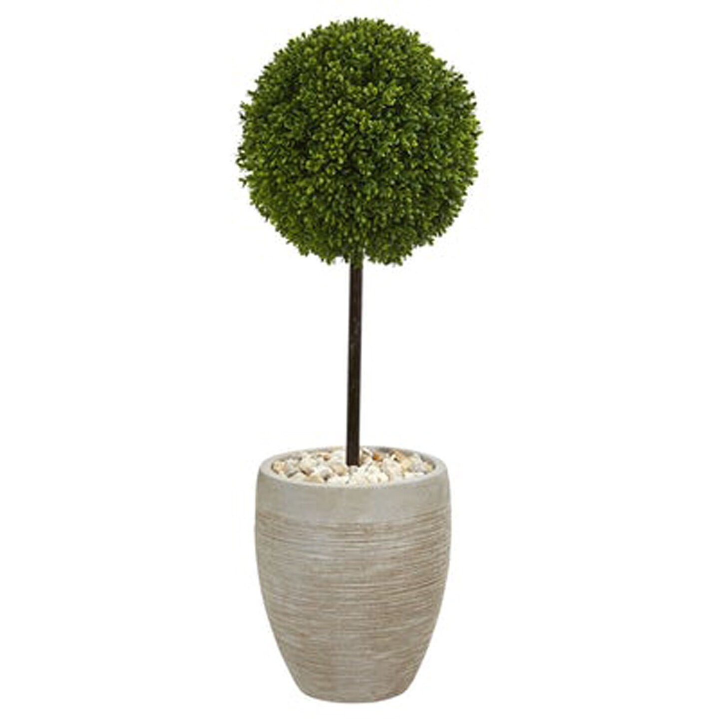 Nearly natural Decorative 3&#x27; Boxwood Ball Topiary Artificial Tree in Oval Planter UV Resistant (Indoor/Outdoor)