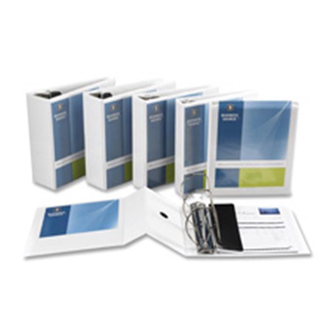 Business Source  D-Ring Binder- w- Pockets- 1in. Capacity- White