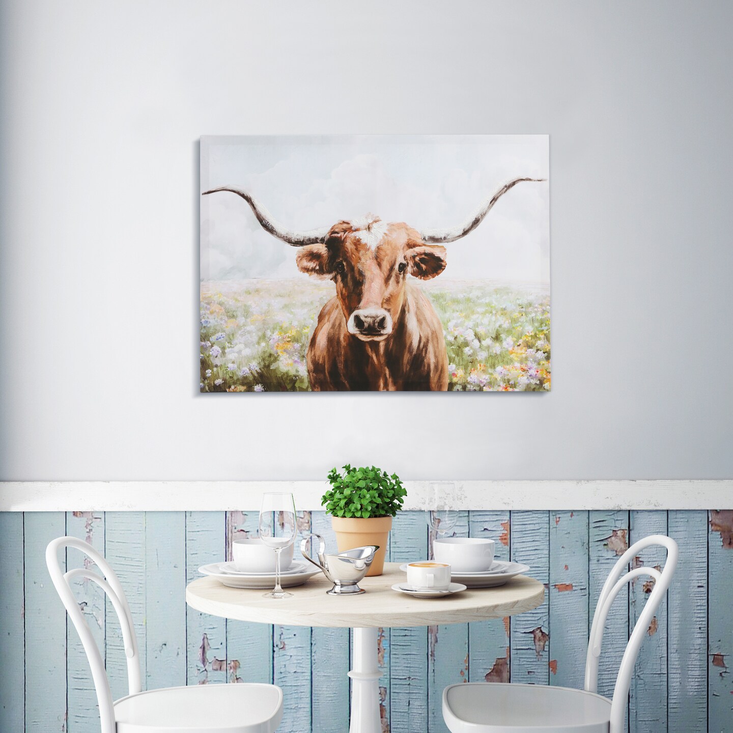 20&#x22;x28&#x22; Texas Longhorn Cattle Pictures Wall Decor Canvas Wall Art 3 Piece Framed Wall Art