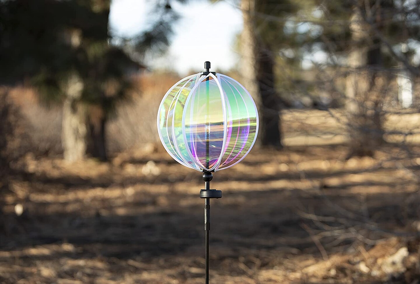 In the Breeze 2657 - 11 Inch Iridescent Gazing Ball Spinner with Solar Light