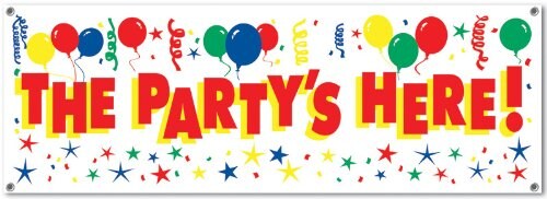 The Party&#x27;s Here! Sign Banner (Pack of 12)