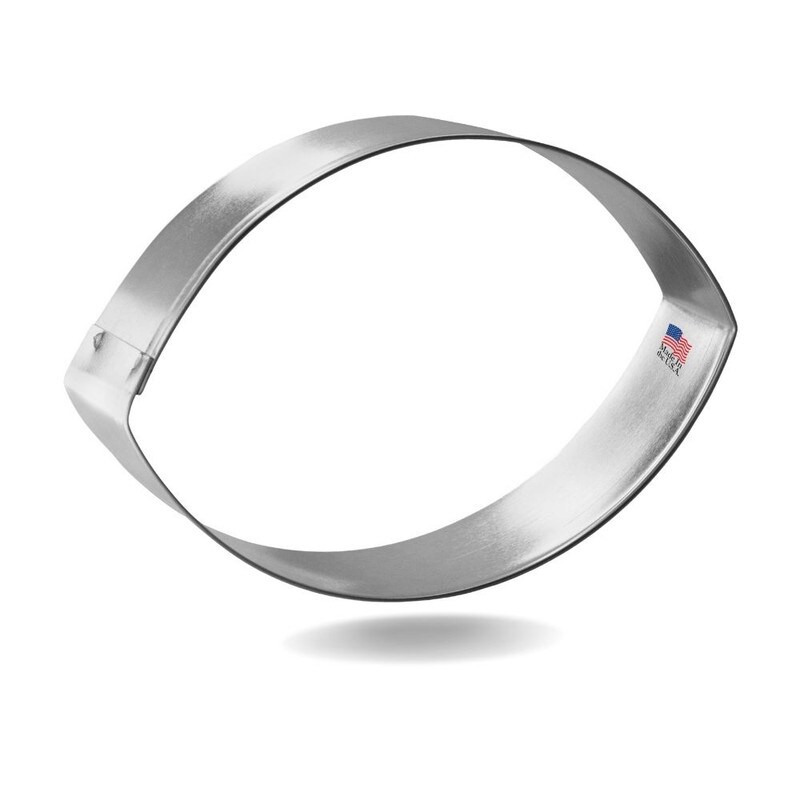 Football Cookie Cutter 4.25", CookieCutter.com, Tin Plated Steel, Handmade in the USA