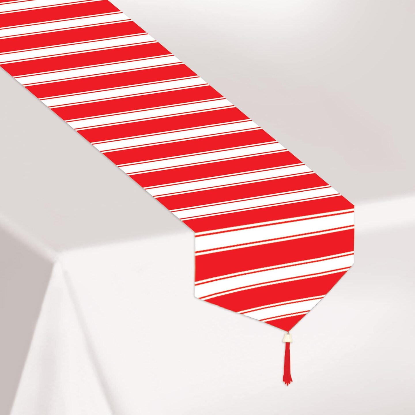 12-Pack Red &#x26; White Striped Table Runners: Vibrant, Durable, and Stylish