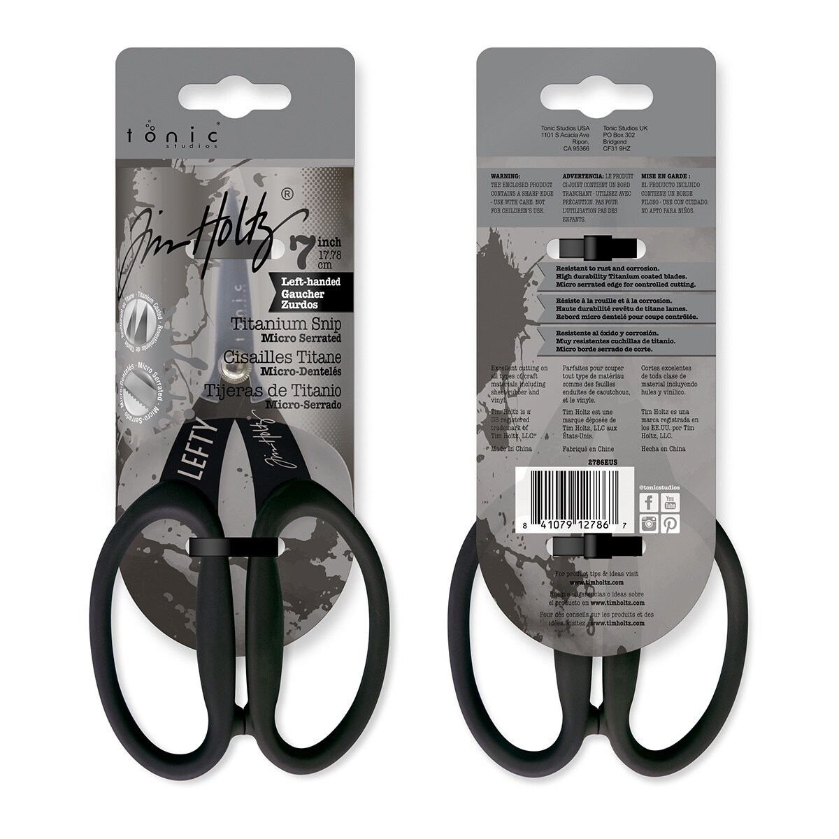 Tim Holtz Non-Stick Titanium Micro Serrated Scissors 7"-Left-Handed
